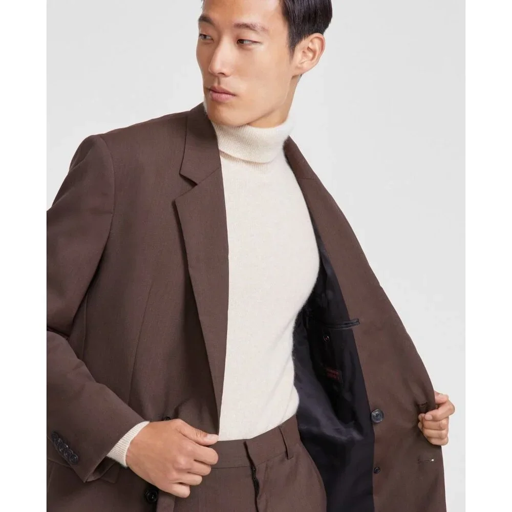 Hugo Boss Mens Modern Fit Solid Wool Suit Separate Jacket Med Brown Size 44L NWT - Picture 4 of 6